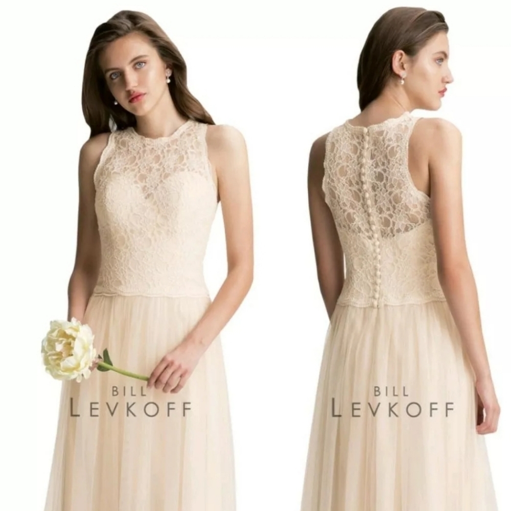 Bill Levkoff Bridesmaids Tulle Corded Lace Dress